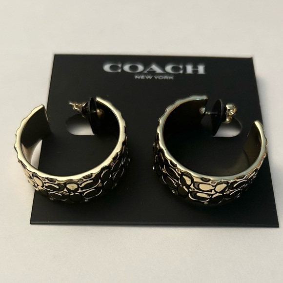Coach Signature C Hoop Earrings NWT - Picture 1 of 5